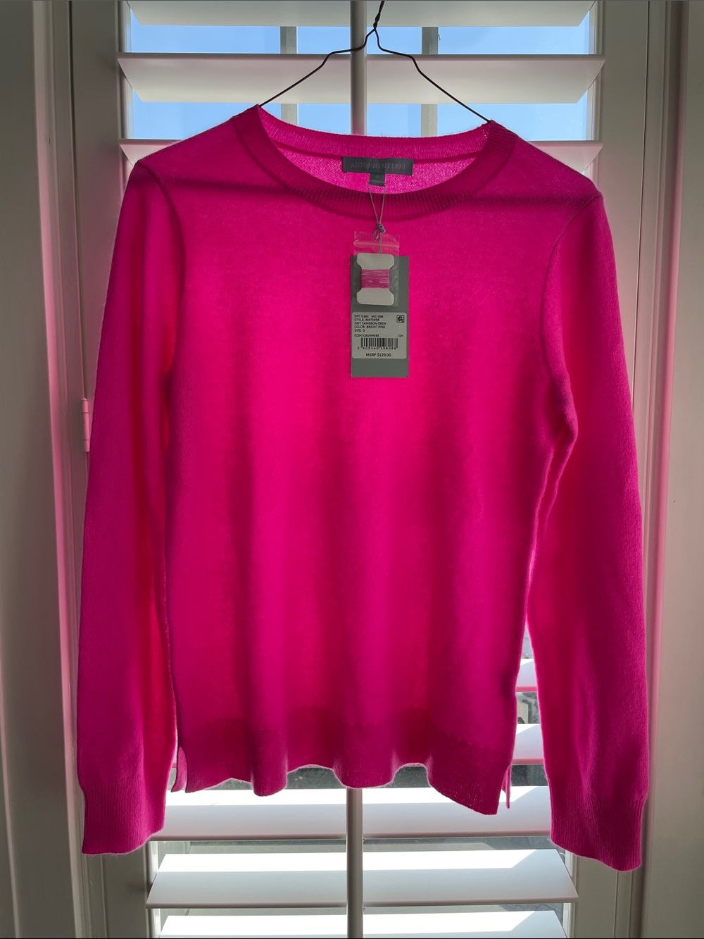 ANTONIO MELANI Bright Pink Crewneck Cashmere Sweater